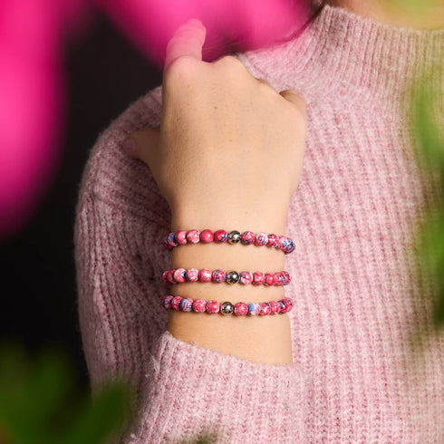 Picasso Porzellan Makramee Armband | Violett Cranberry